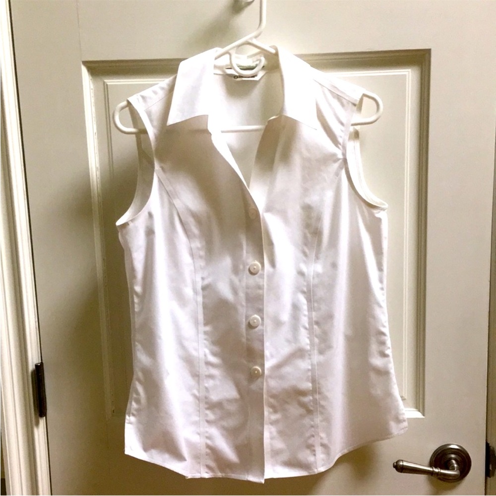 Orvis White Wrinkle Free 100%Cotton Sleeveless Top